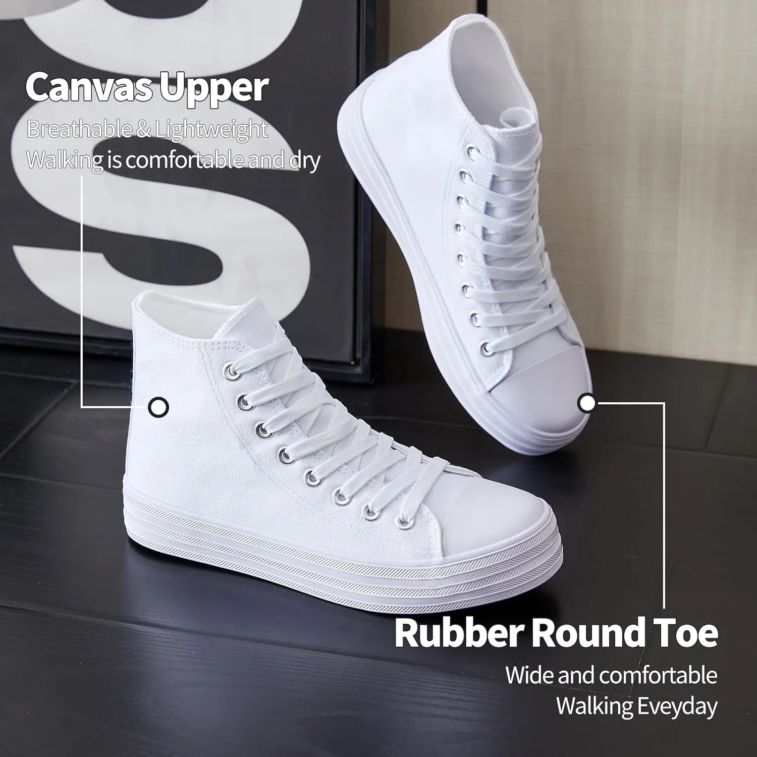 HYPOCRUTE Womens High Top Sneakers Classic Canvas Shoes for Women Lace Up Canvas Sneakers Casual Tennis Shoes for Walking