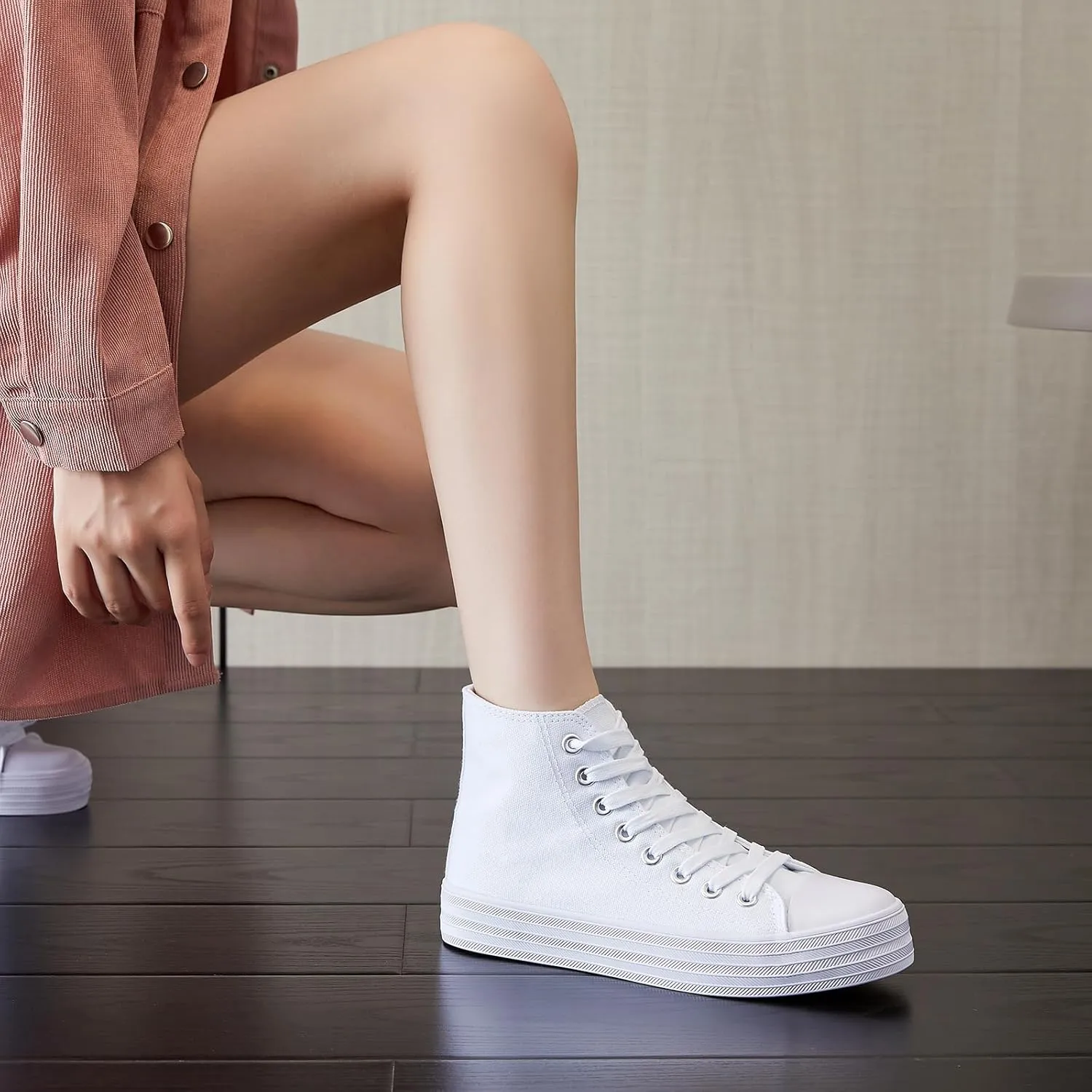 HYPOCRUTE Womens High Top Sneakers Classic Canvas Shoes for Women Lace Up Canvas Sneakers Casual Tennis Shoes for Walking