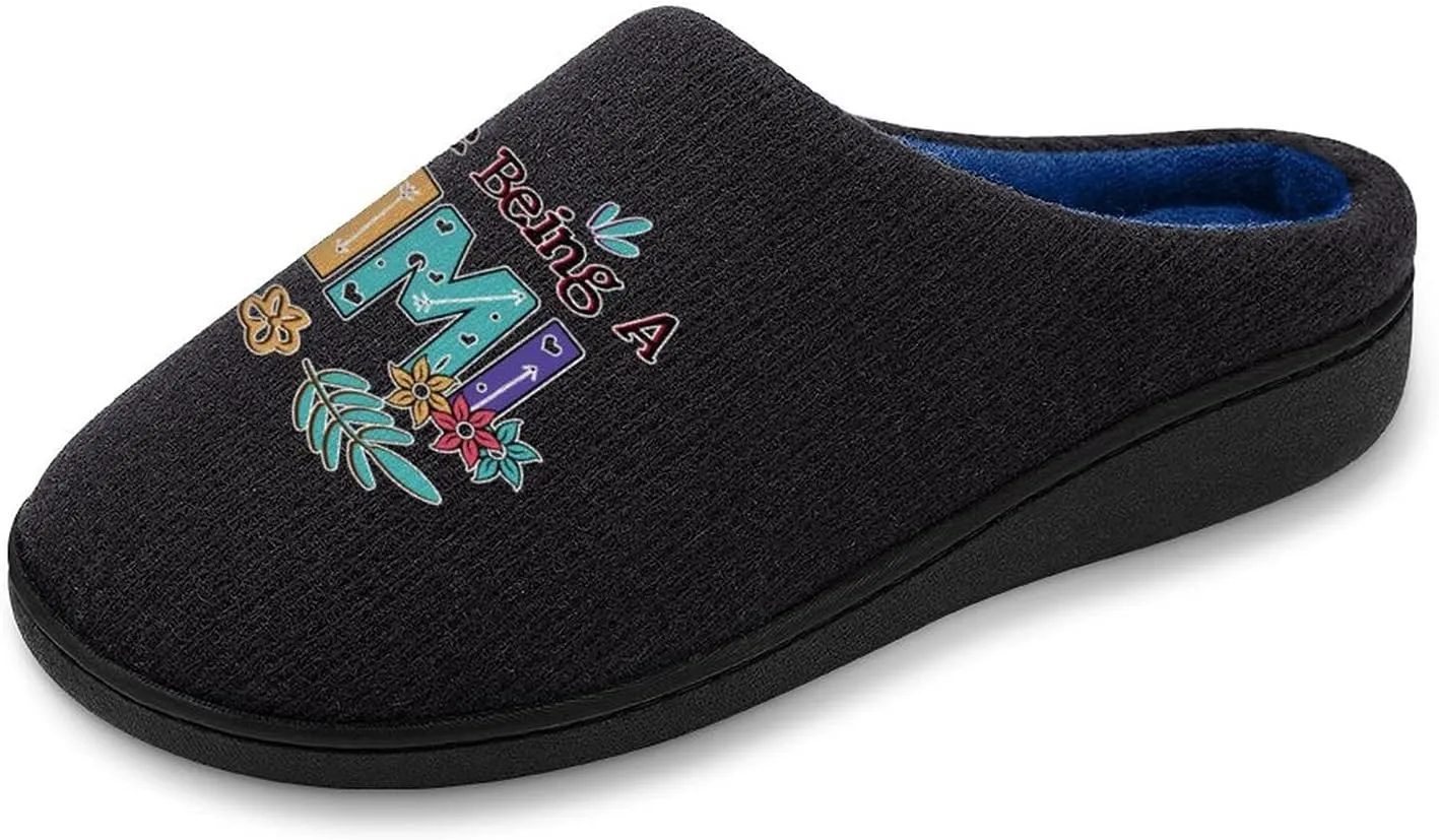 I Love Being A Mimi Women's Knitted Cotton Slippers Soft Comfort Warm House Casual Shoes