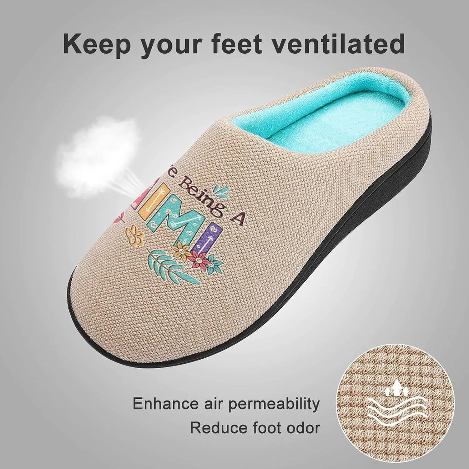 I Love Being A Mimi Women's Knitted Cotton Slippers Soft Comfort Warm House Casual Shoes