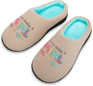 I Love Being A Mimi Women's Knitted Cotton Slippers Soft Comfort Warm House Casual Shoes
