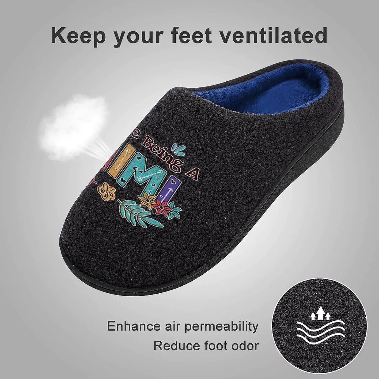 I Love Being A Mimi Women's Knitted Cotton Slippers Soft Comfort Warm House Casual Shoes