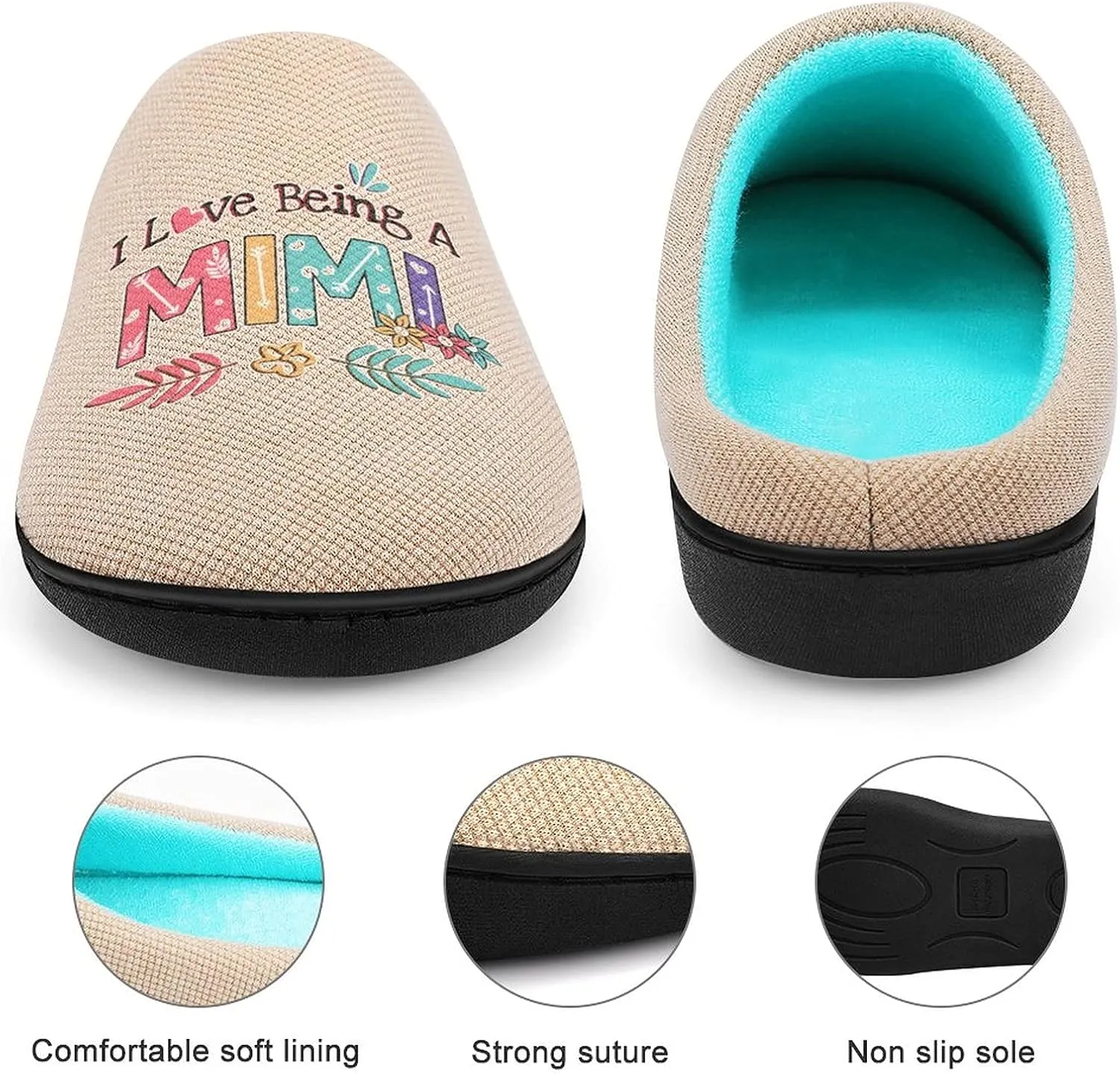 I Love Being A Mimi Women's Knitted Cotton Slippers Soft Comfort Warm House Casual Shoes