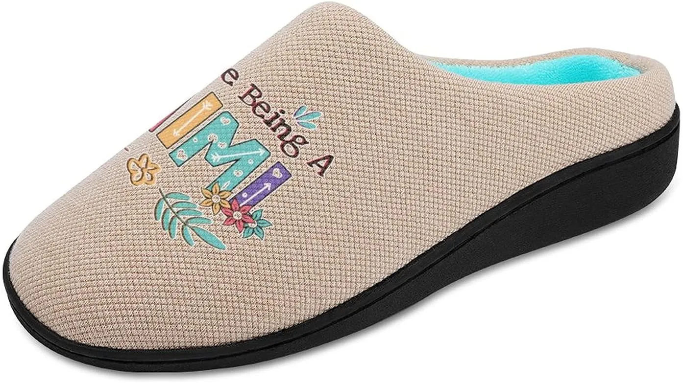 I Love Being A Mimi Women's Knitted Cotton Slippers Soft Comfort Warm House Casual Shoes