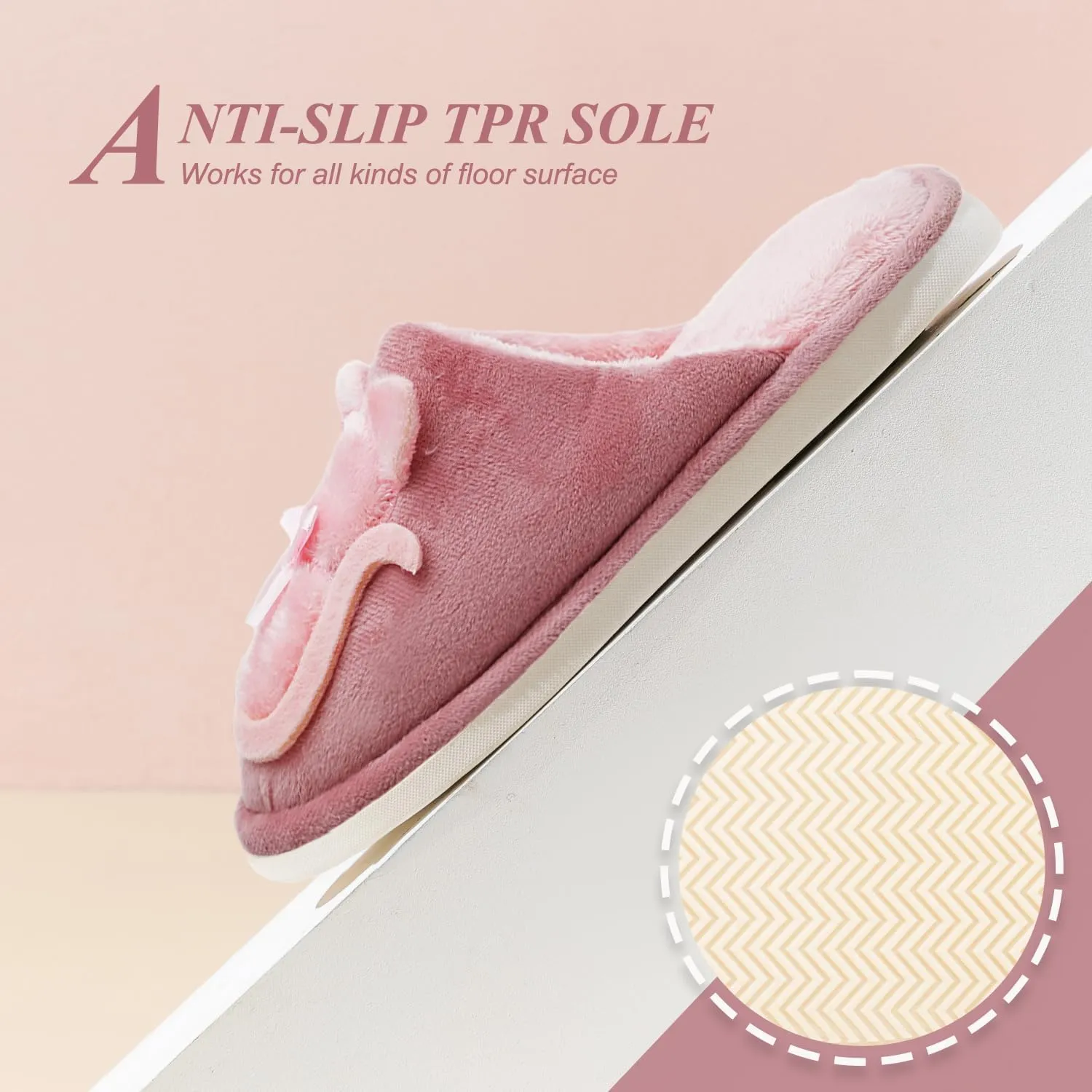 Indoor Winter Scuff Slippers for Women, Adorable Warm Slippers