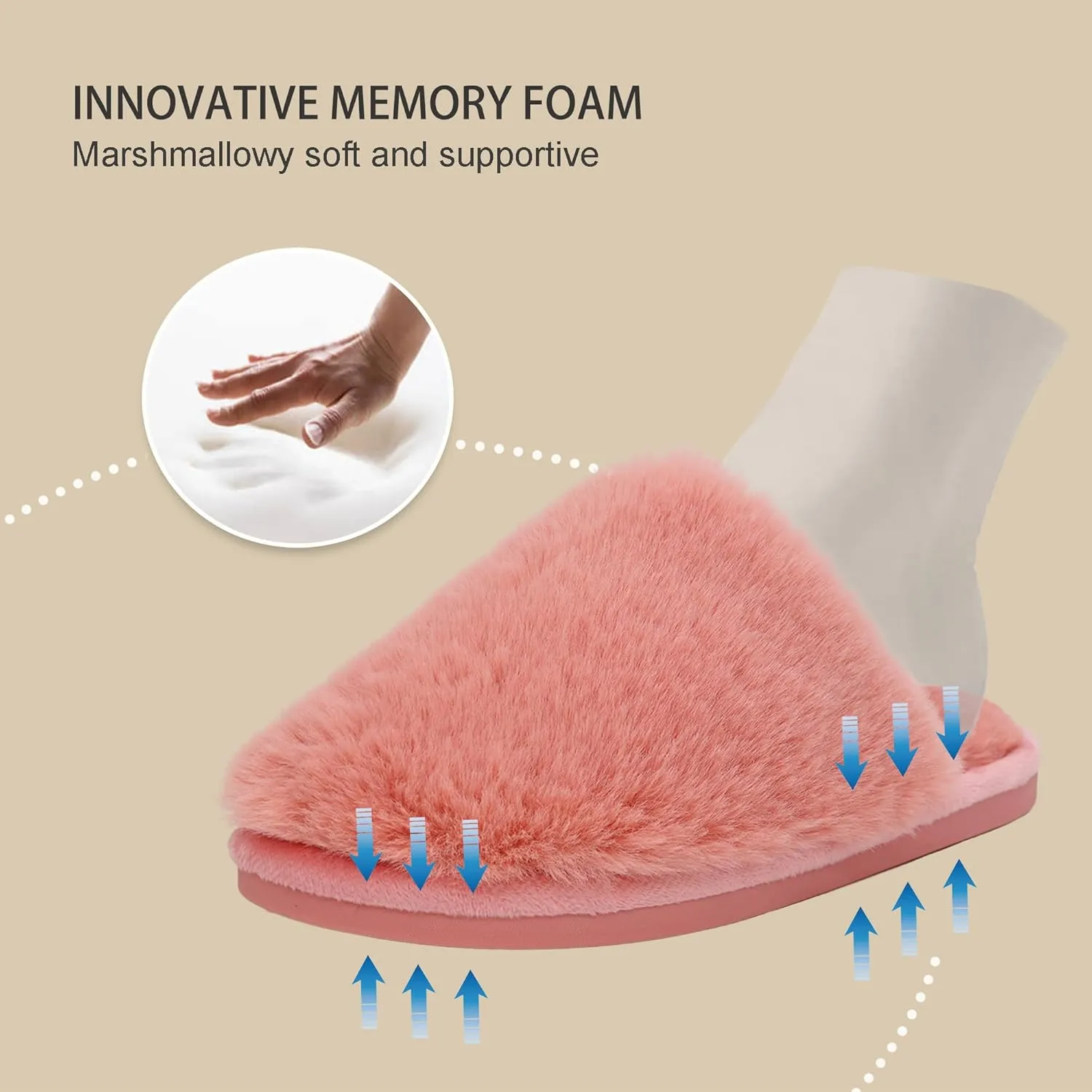 Indoor Winter Scuff Slippers for Women, Adorable Warm Slippers