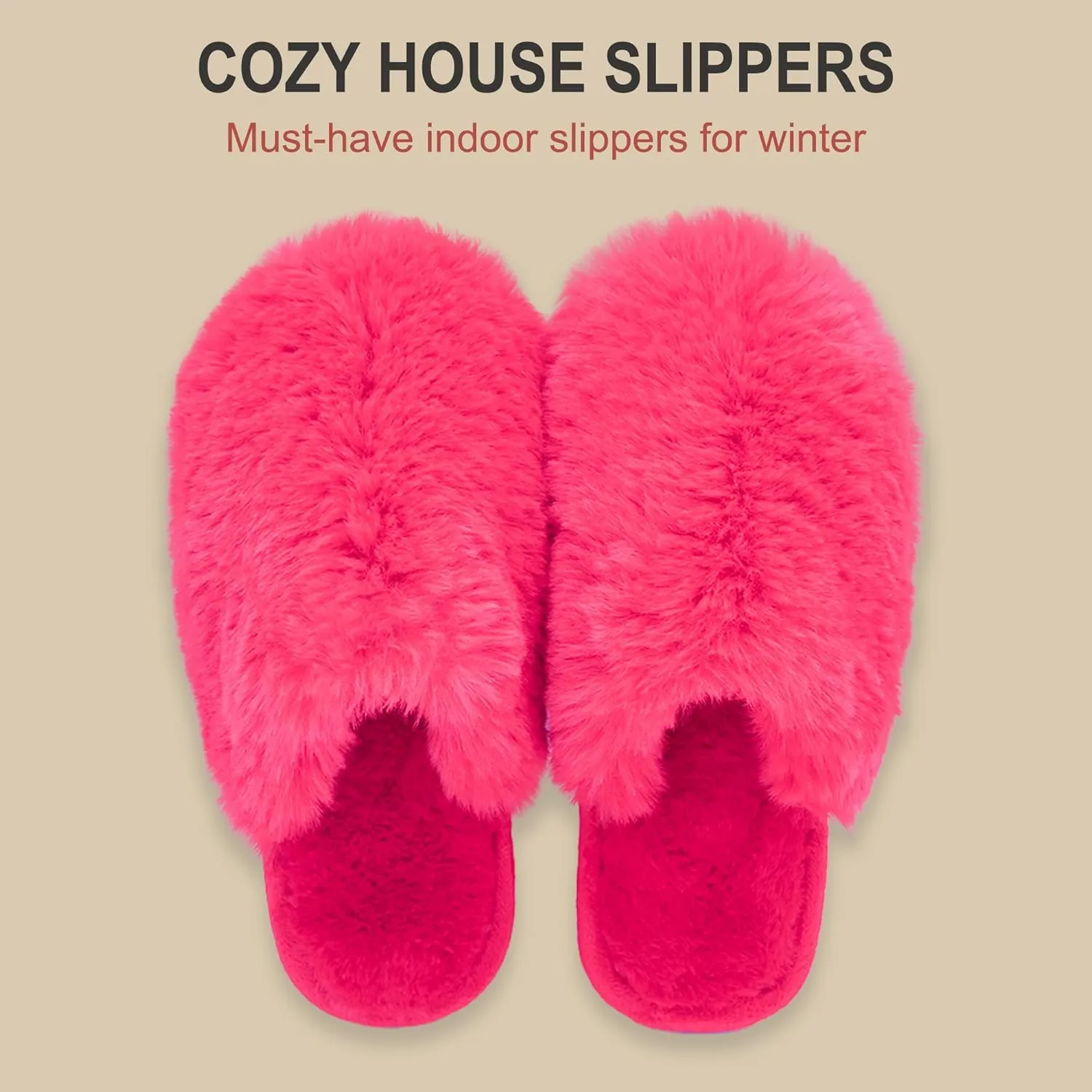 Indoor Winter Scuff Slippers for Women, Adorable Warm Slippers