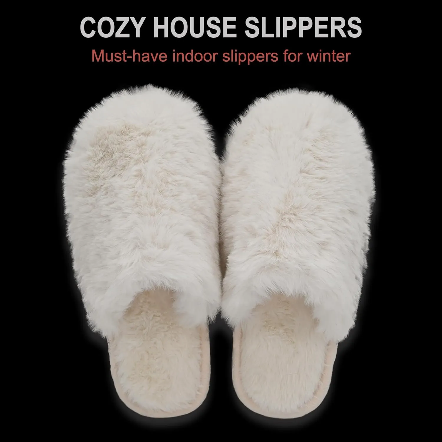 Indoor Winter Scuff Slippers for Women, Adorable Warm Slippers