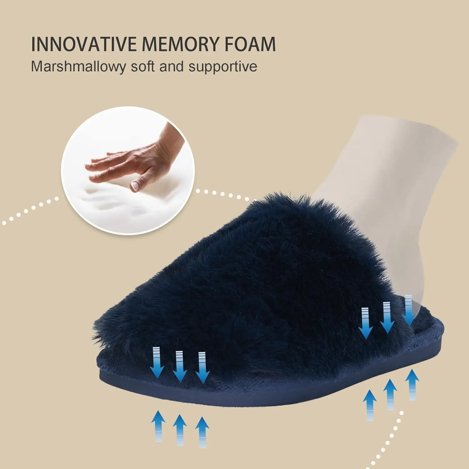 Indoor Winter Scuff Slippers for Women, Adorable Warm Slippers