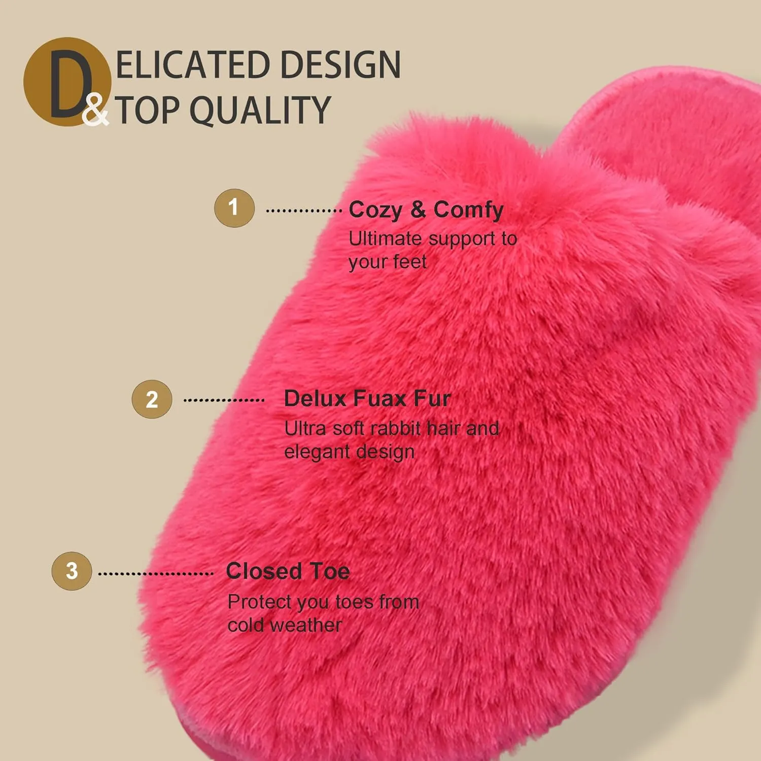 Indoor Winter Scuff Slippers for Women, Adorable Warm Slippers