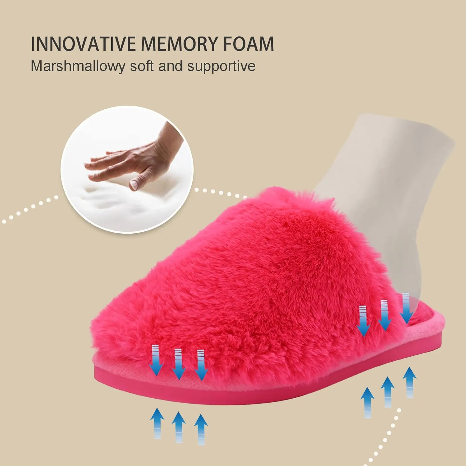 Indoor Winter Scuff Slippers for Women, Adorable Warm Slippers