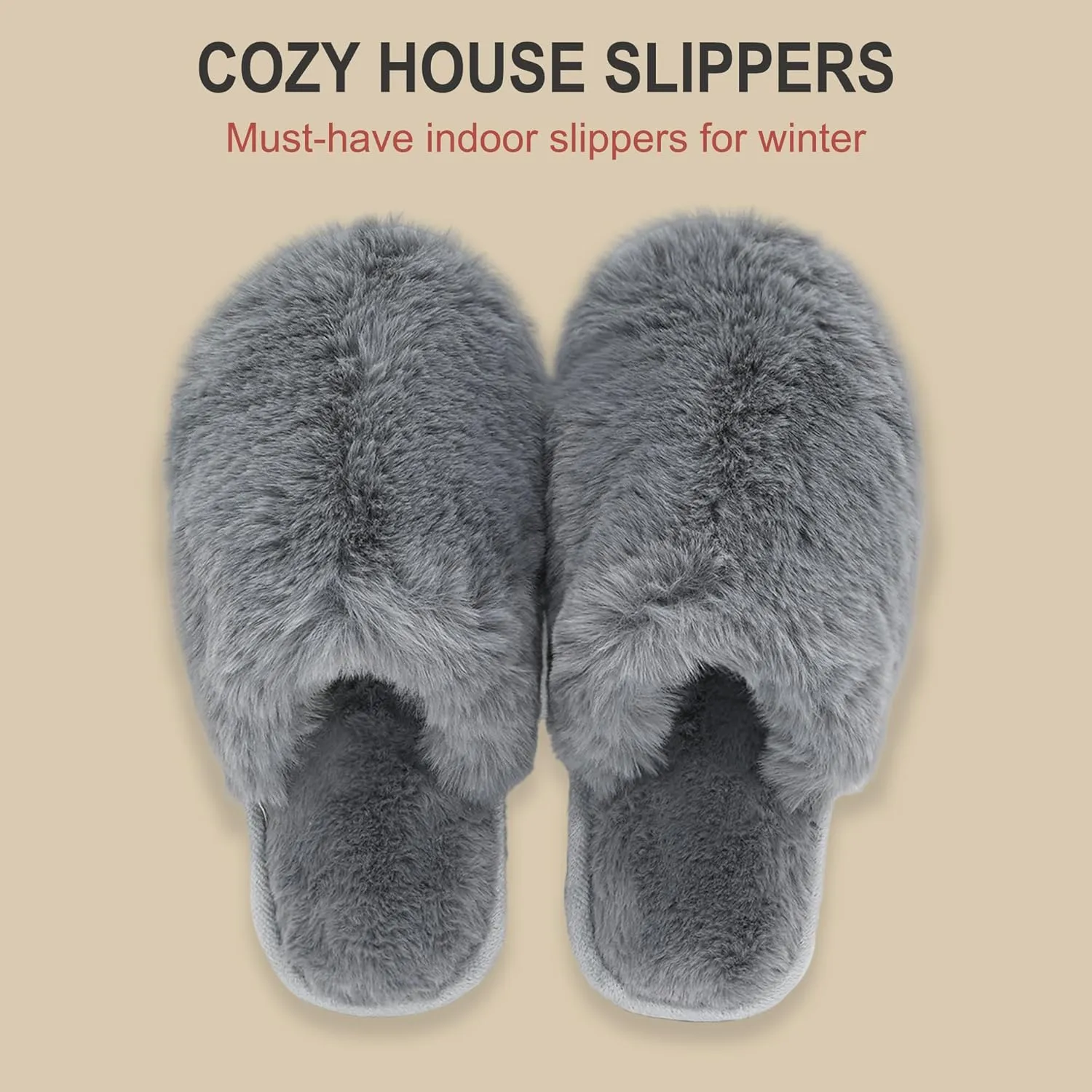 Indoor Winter Scuff Slippers for Women, Adorable Warm Slippers