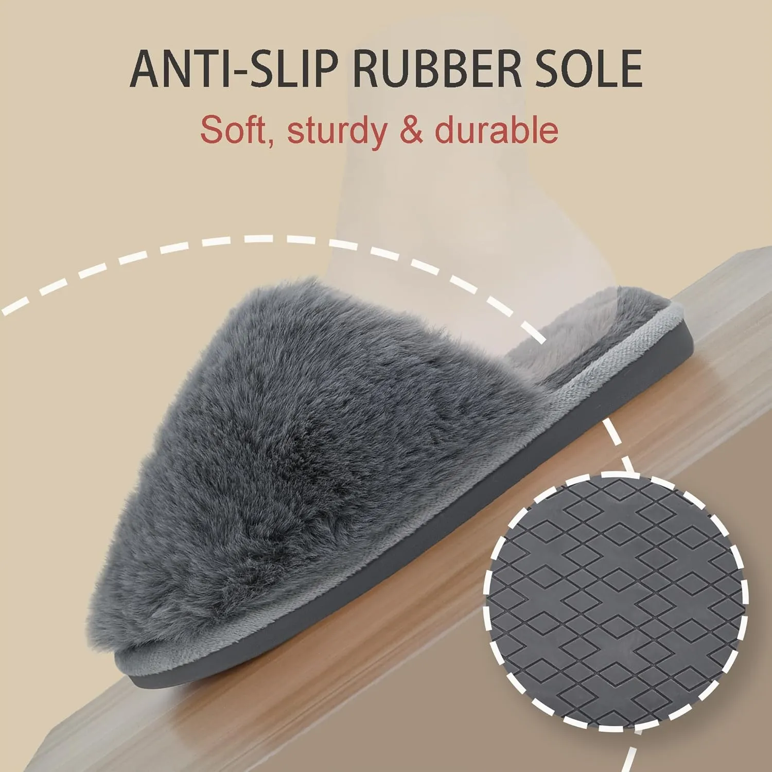 Indoor Winter Scuff Slippers for Women, Adorable Warm Slippers