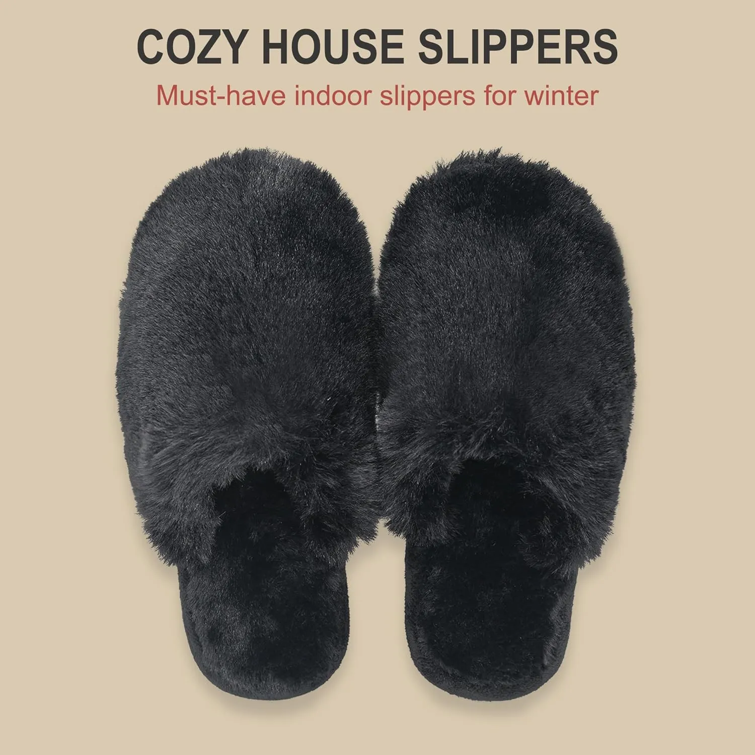 Indoor Winter Scuff Slippers for Women, Adorable Warm Slippers