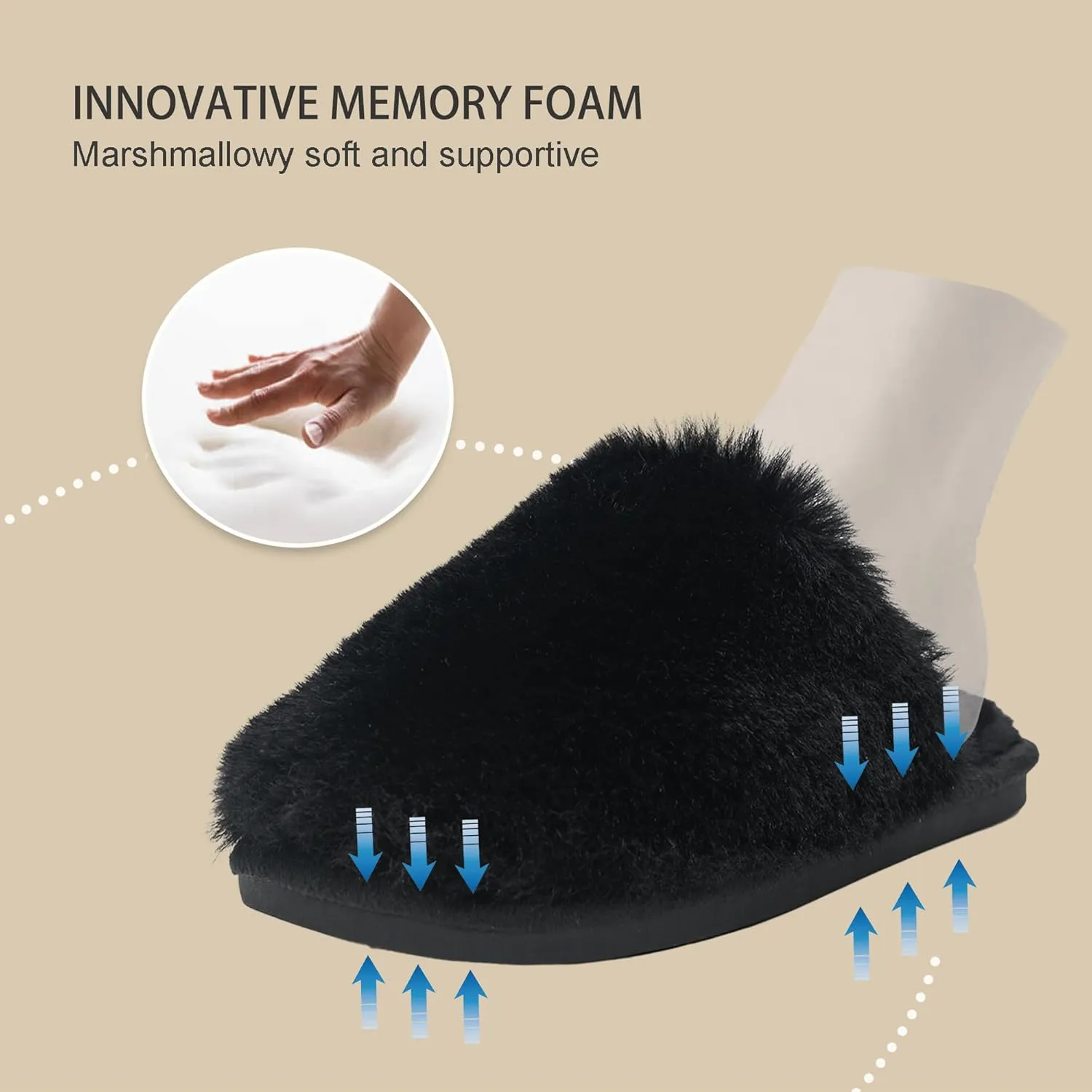Indoor Winter Scuff Slippers for Women, Adorable Warm Slippers