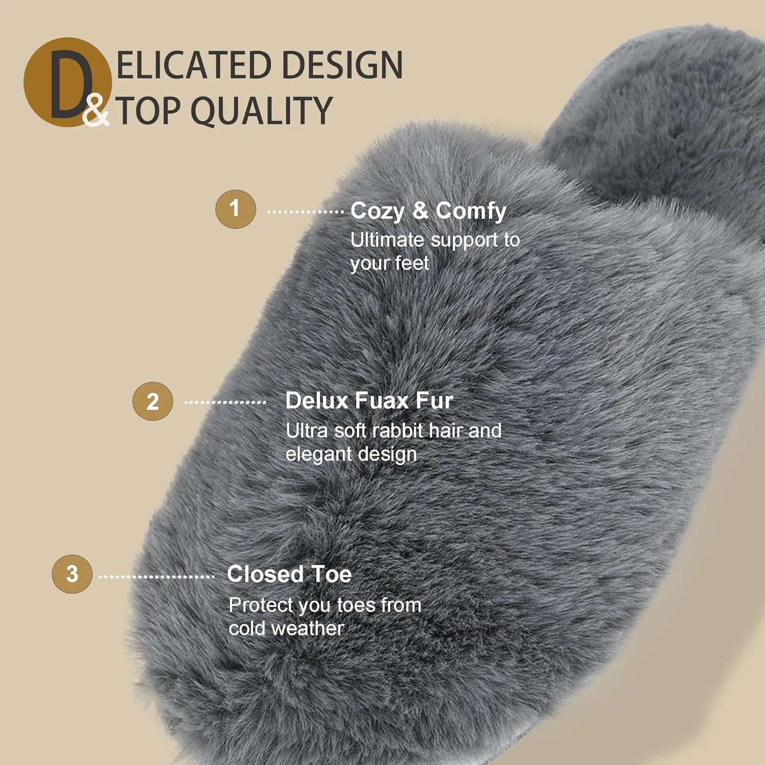 Indoor Winter Scuff Slippers for Women, Adorable Warm Slippers