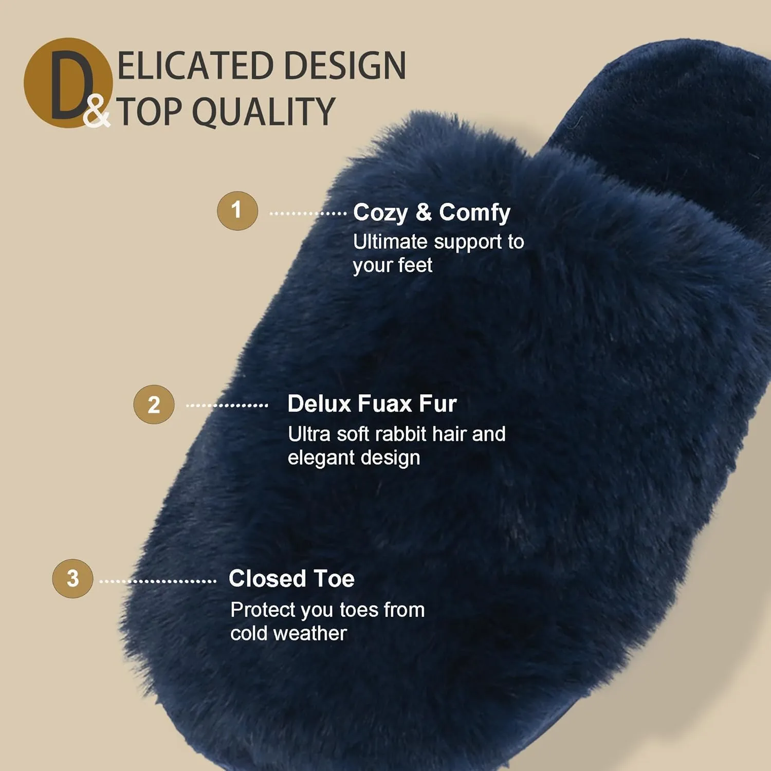 Indoor Winter Scuff Slippers for Women, Adorable Warm Slippers