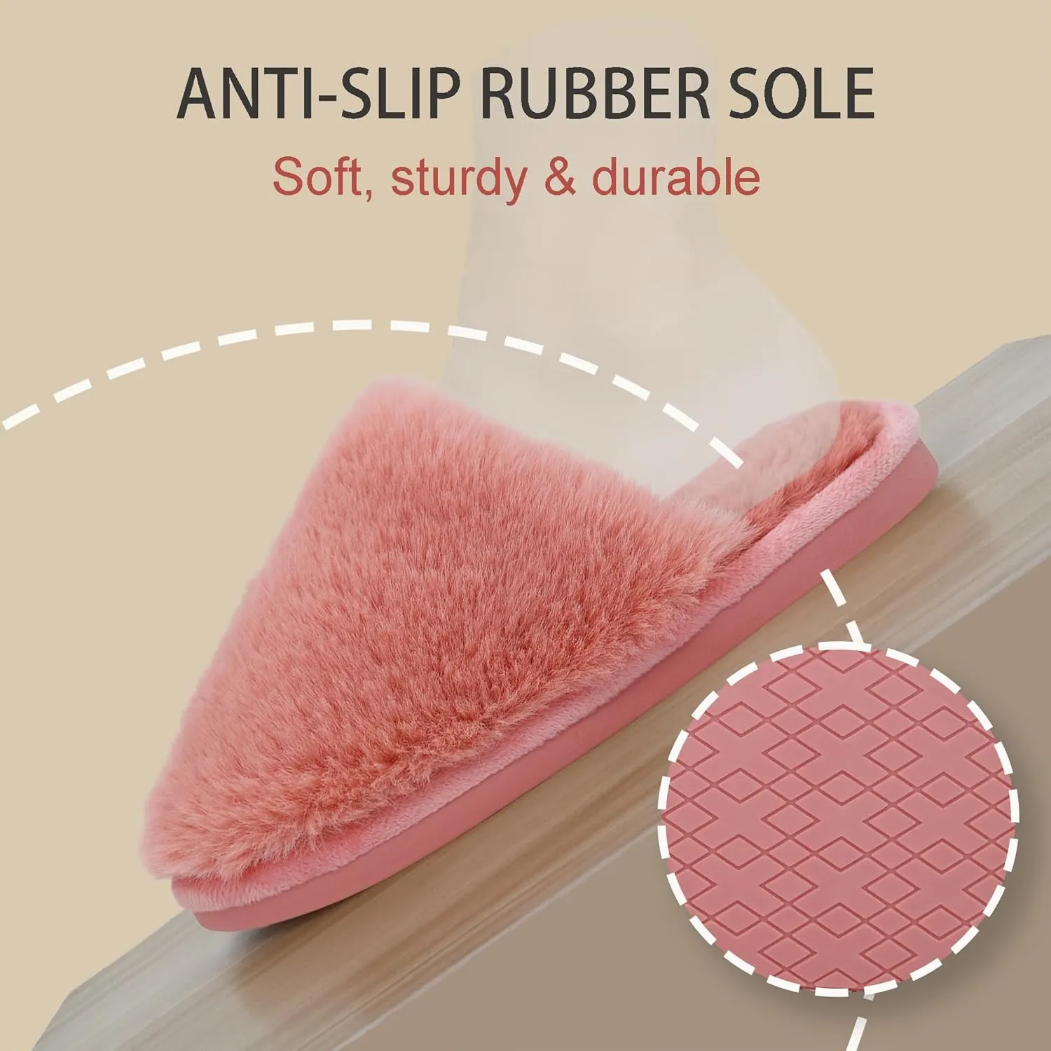 Indoor Winter Scuff Slippers for Women, Adorable Warm Slippers