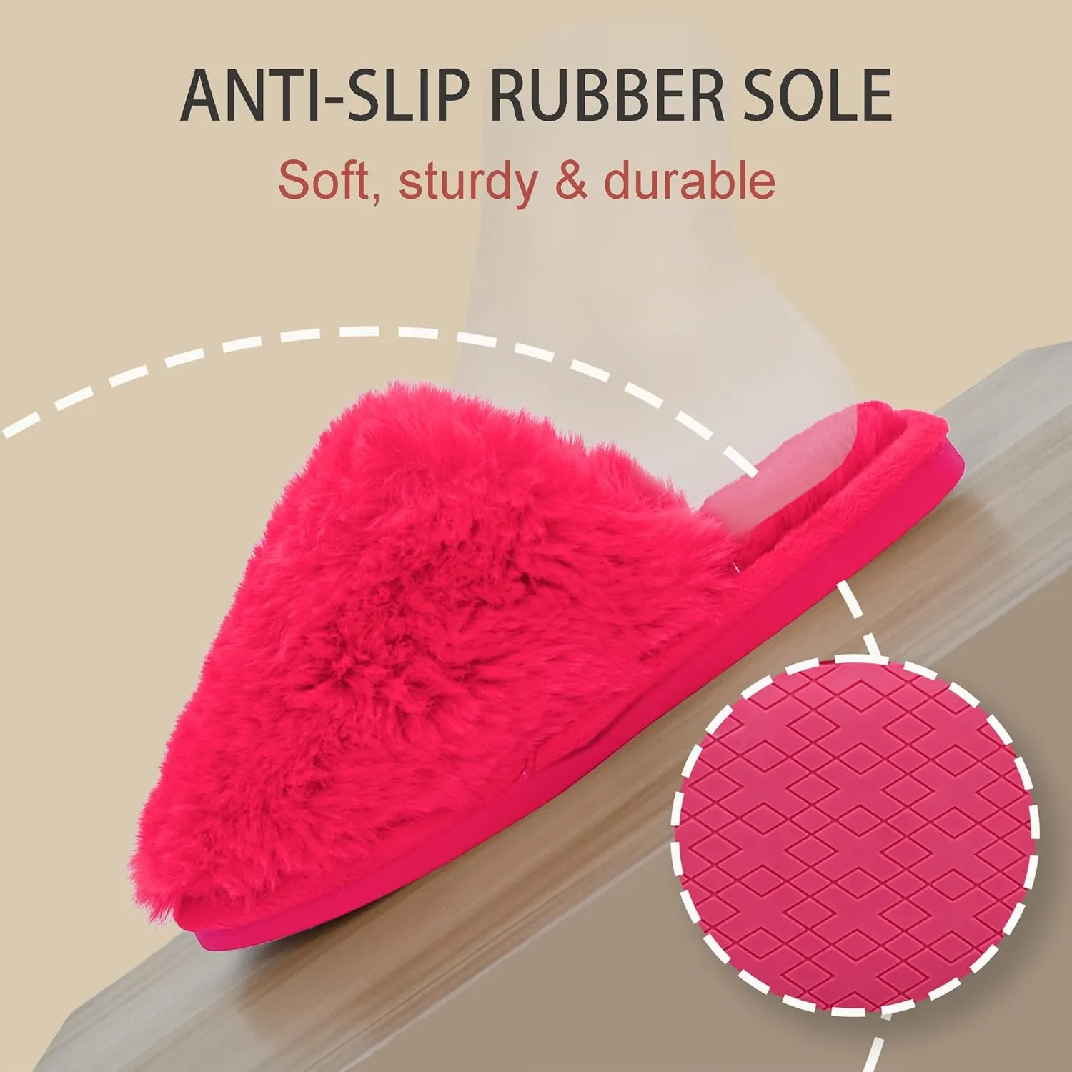 Indoor Winter Scuff Slippers for Women, Adorable Warm Slippers