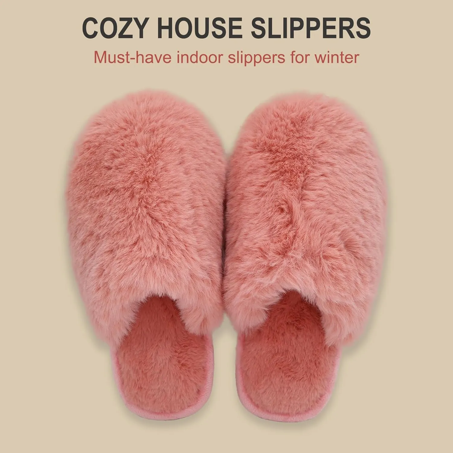 Indoor Winter Scuff Slippers for Women, Adorable Warm Slippers