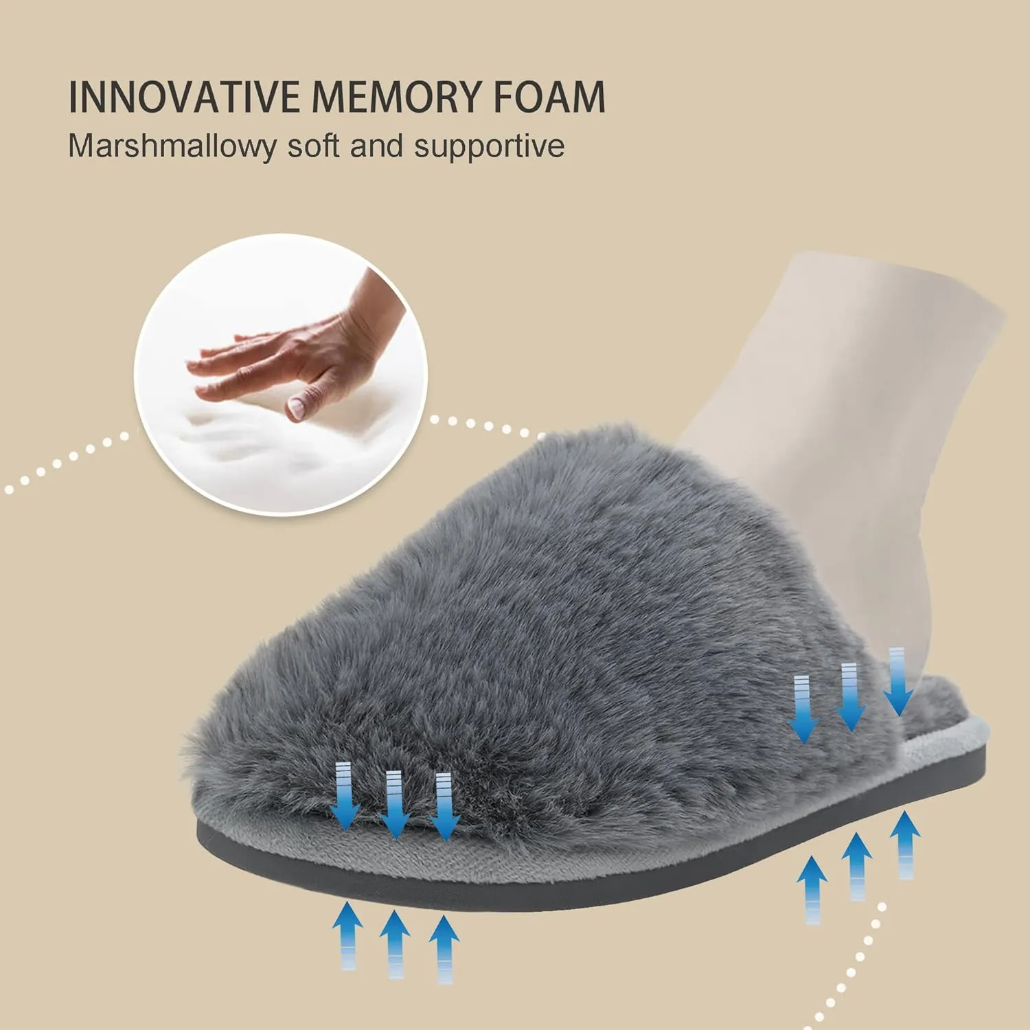 Indoor Winter Scuff Slippers for Women, Adorable Warm Slippers