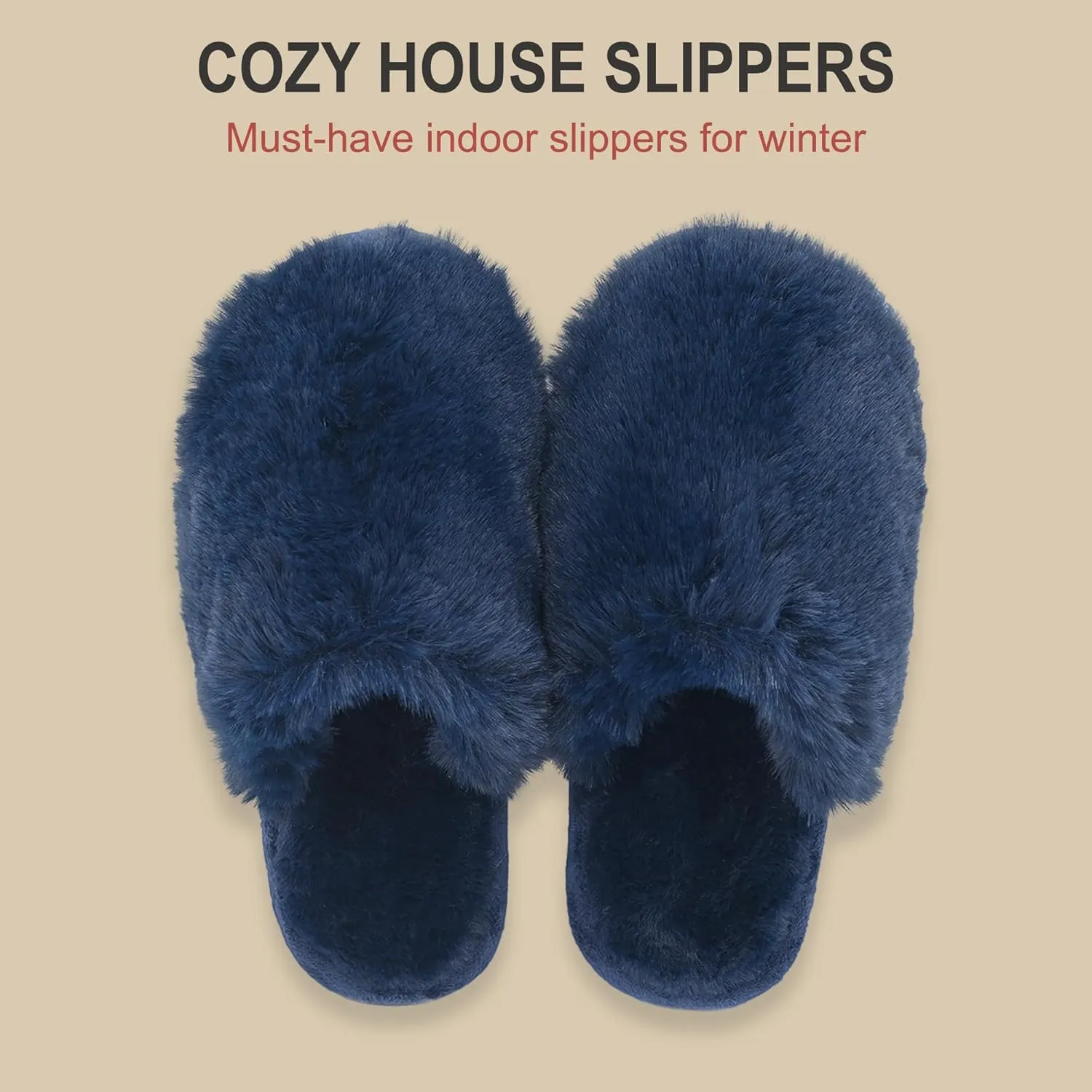 Indoor Winter Scuff Slippers for Women, Adorable Warm Slippers