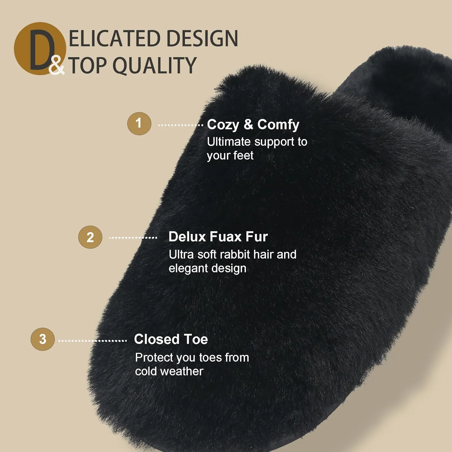 Indoor Winter Scuff Slippers for Women, Adorable Warm Slippers