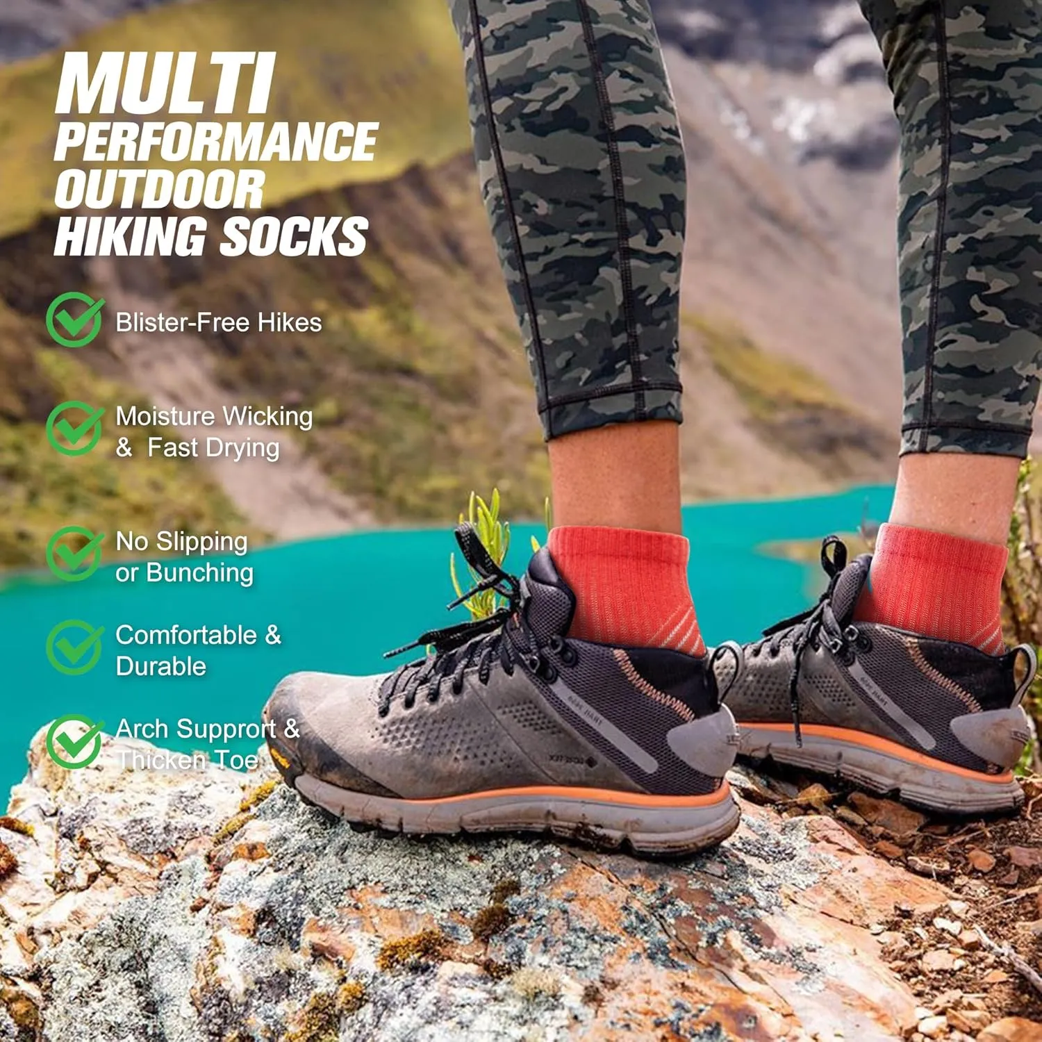 innotree 3 Pack Merino Wool Hiking Socks, Anti Blister Cushioned Micro Crew Socks for Men & Women, Outdoor Thermal Socks