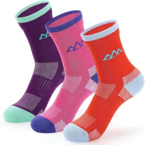 innotree 3 Pack Merino Wool Hiking Socks, Anti Blister Cushioned Micro Crew Socks for Men & Women, Outdoor Thermal Socks