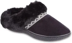 isotoner Ladies Slippers with Memory Foam, Soft Skid-Resistant Soles - Black Medium