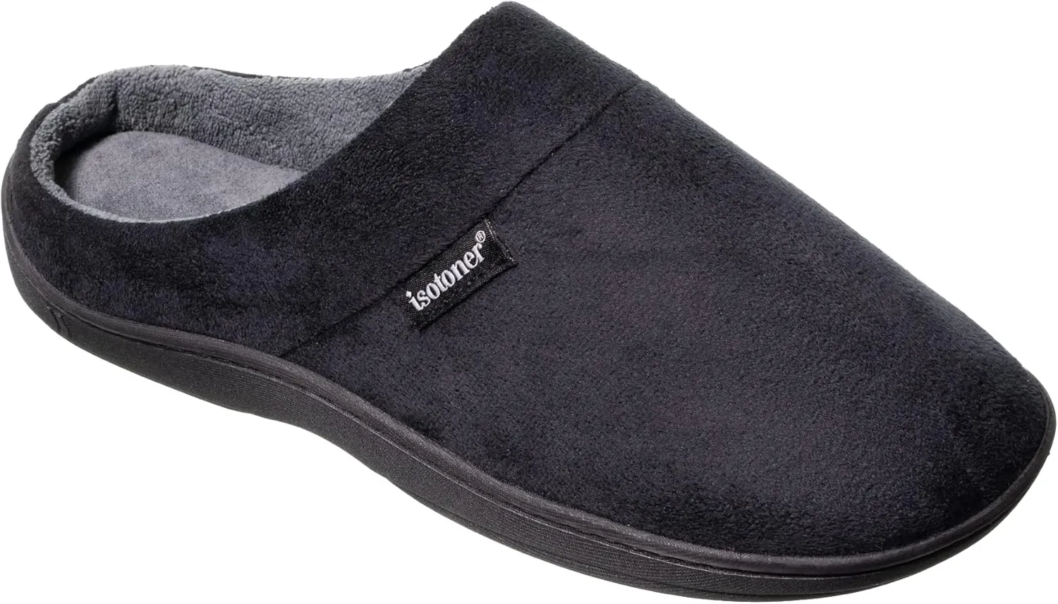 isotoner Men's Open Back Slipper with Memory Foam and Indoor/Outdoor Sole