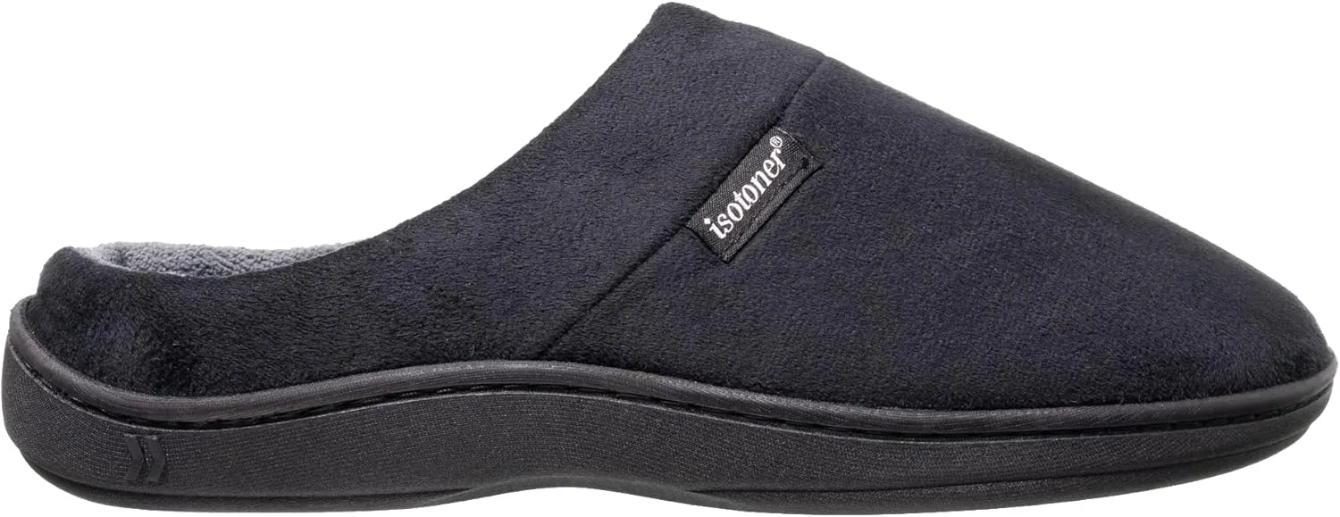 isotoner Men's Open Back Slipper with Memory Foam and Indoor/Outdoor Sole