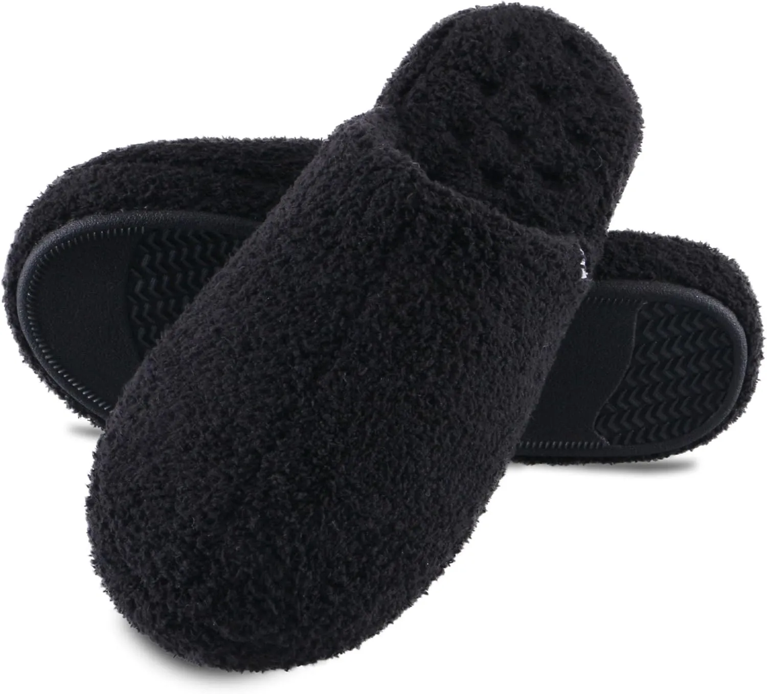 isotoner Women's Cozy Plush Terry Knit Joey Scuff Slippers-Memory Foam