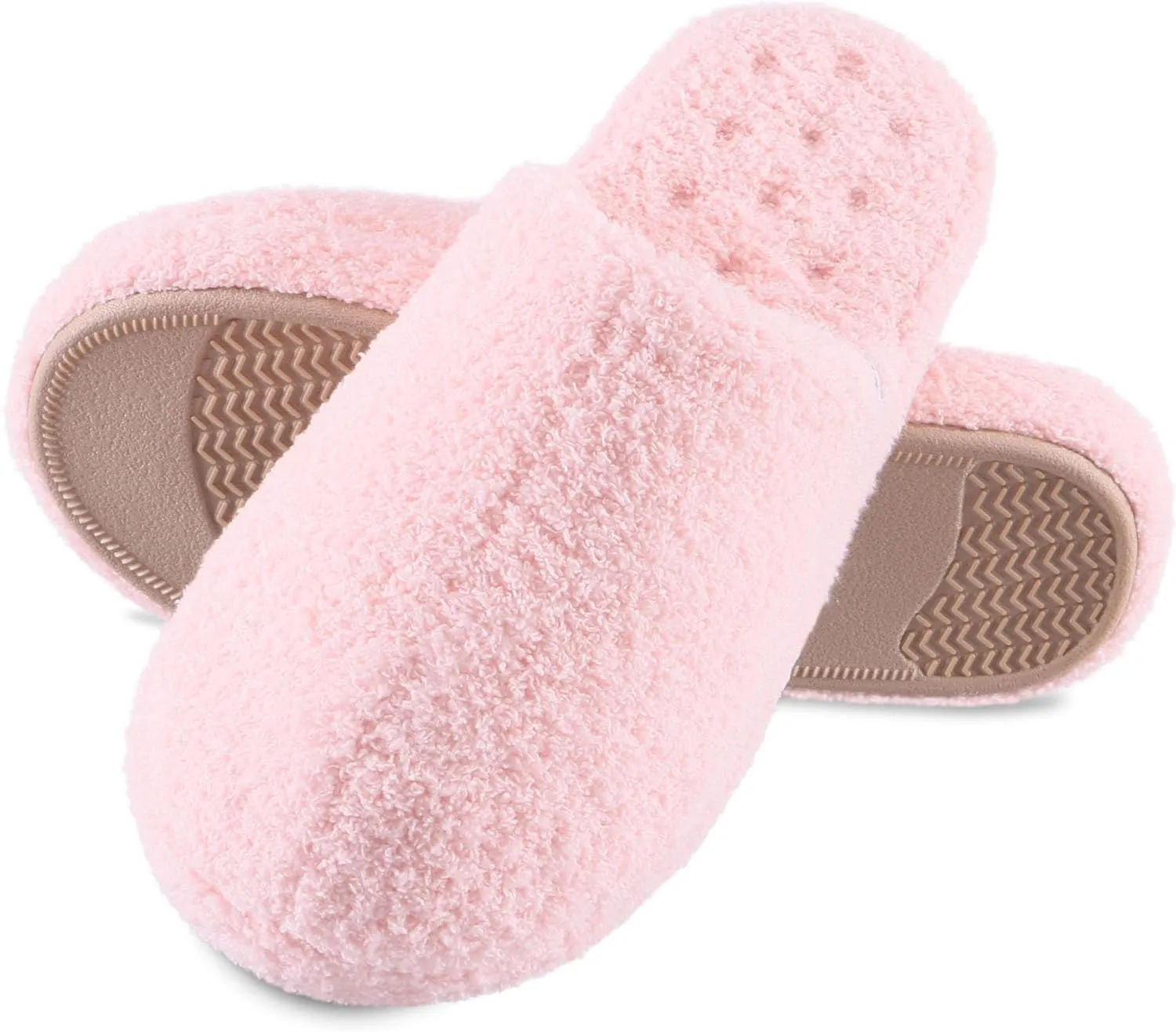 isotoner Women's Cozy Plush Terry Knit Joey Scuff Slippers-Memory Foam