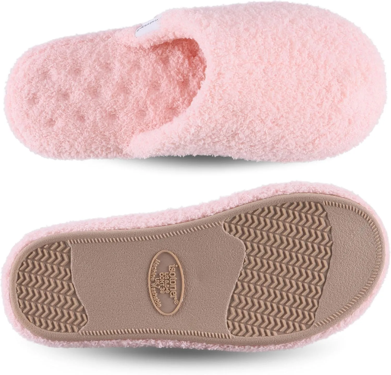 isotoner Women's Cozy Plush Terry Knit Joey Scuff Slippers-Memory Foam