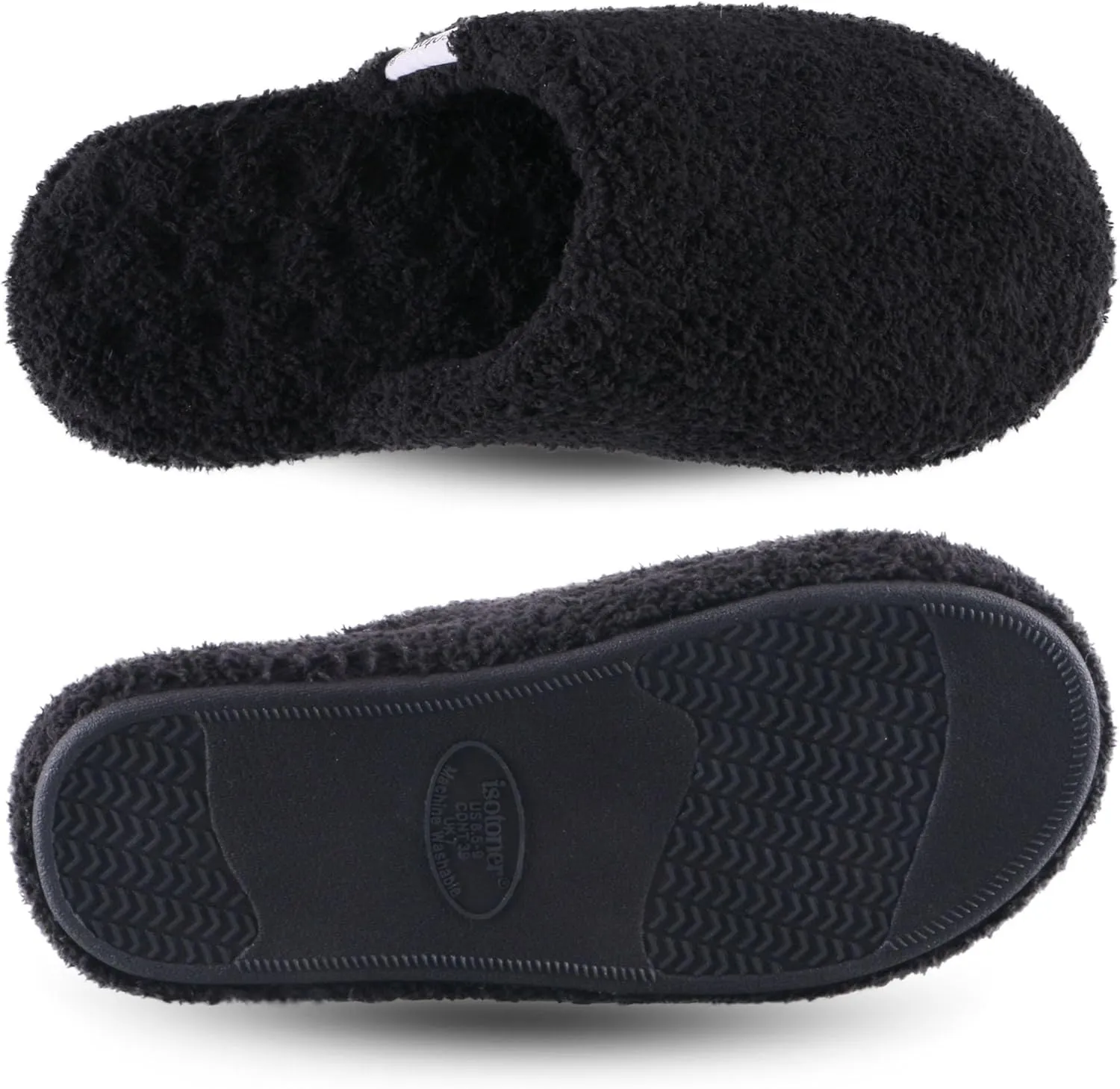 isotoner Women's Cozy Plush Terry Knit Joey Scuff Slippers-Memory Foam