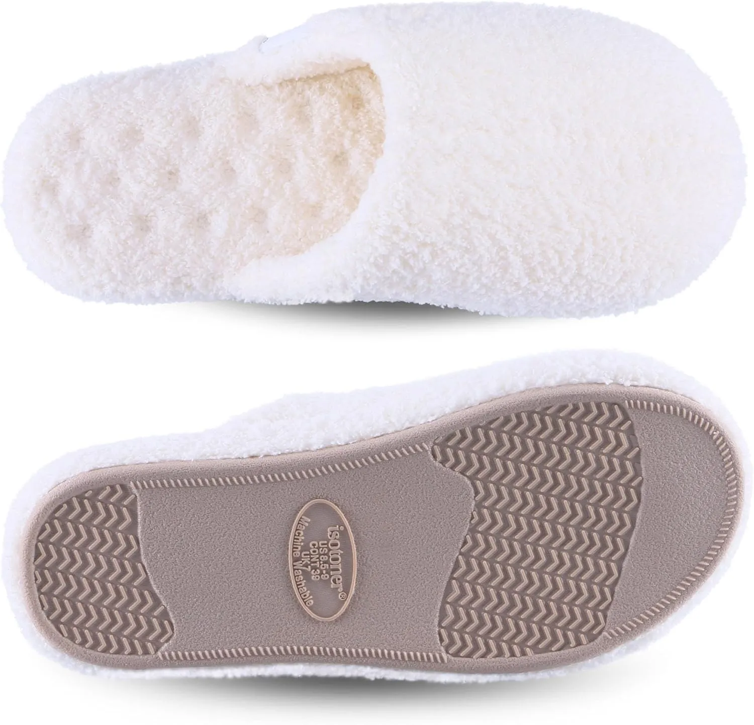 isotoner Women's Cozy Plush Terry Knit Joey Scuff Slippers-Memory Foam