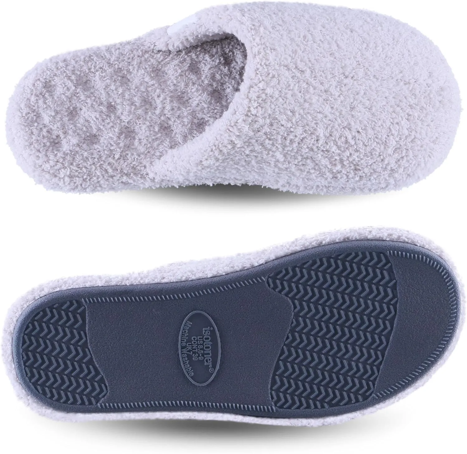 isotoner Women's Cozy Plush Terry Knit Joey Scuff Slippers-Memory Foam
