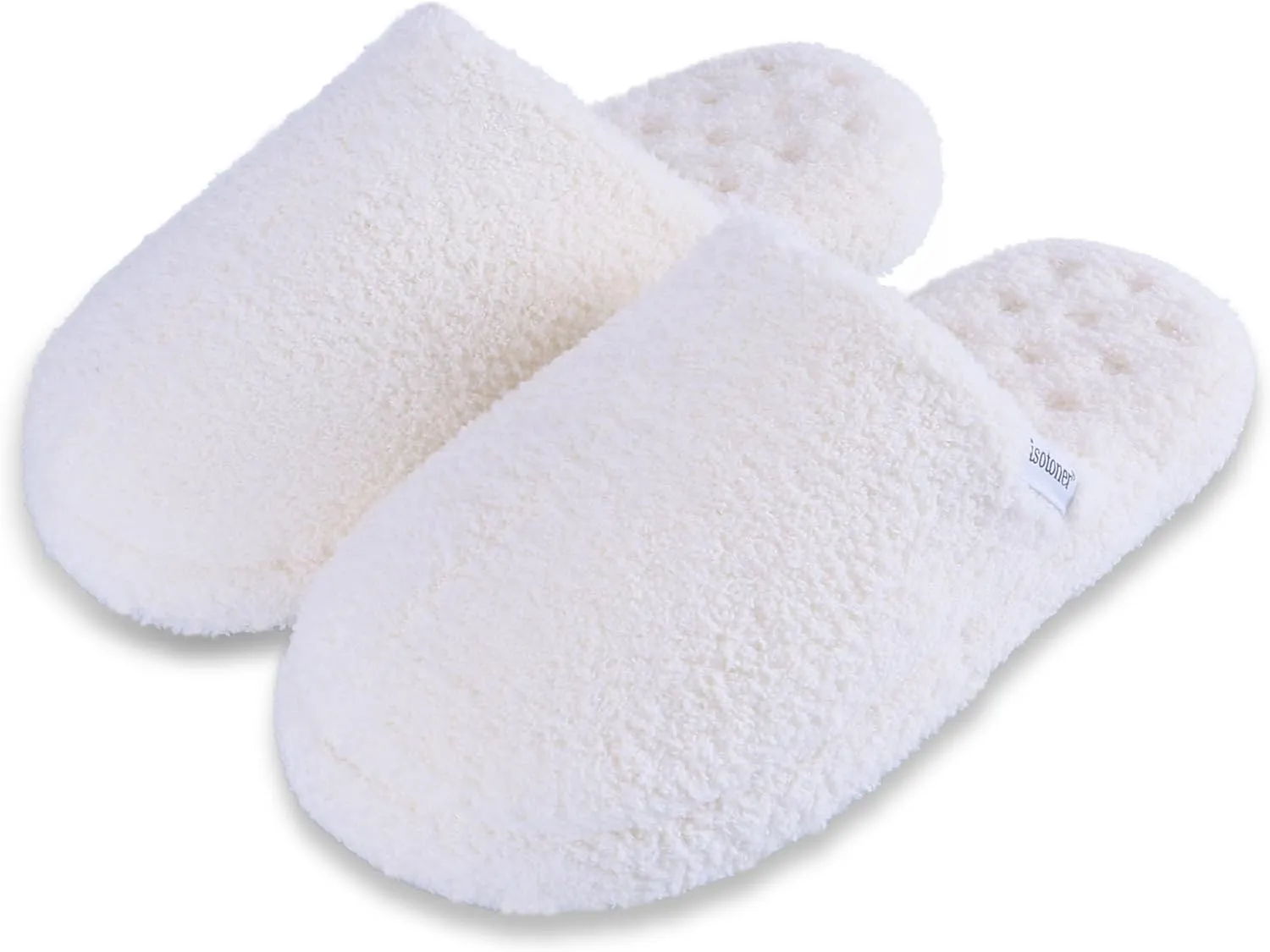 isotoner Women's Cozy Plush Terry Knit Joey Scuff Slippers-Memory Foam