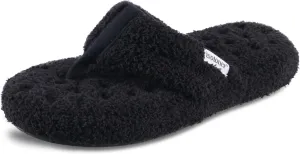 isotoner Women's Cozy Plush Terry Knit Joey Thong Slippers with Enhanced Heel Cushion