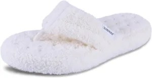 isotoner Women's Cozy Plush Terry Knit Joey Thong Slippers with Enhanced Heel Cushion