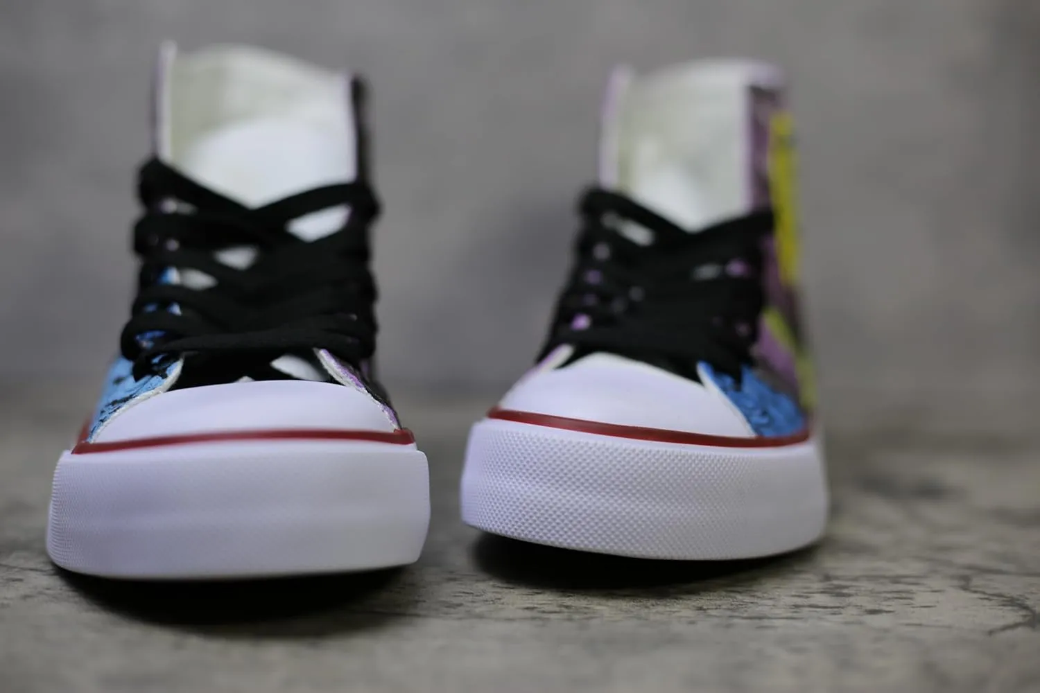 Jack and Sally canvas shoes Christmas High Top Canvas Sneakers, Hand-Painted Design, Purple and Yellow (8Men/10Women/EU41)