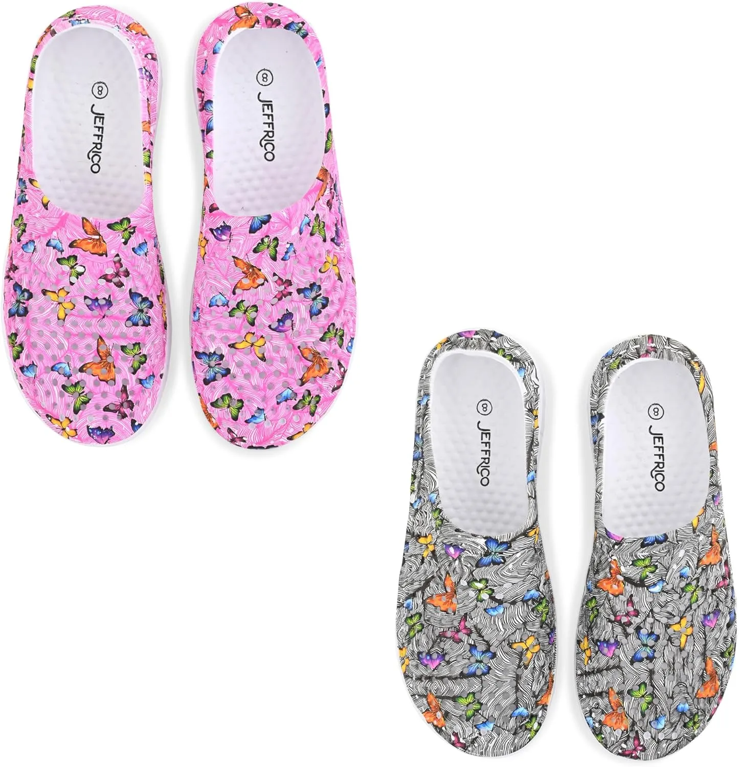 JEFFRICO Breathable Clogs for Women - Lightweight Slip-On Garden, Nursing & Work Shoes with Arch Support - Work Clogs Comfortable EVA Footwear