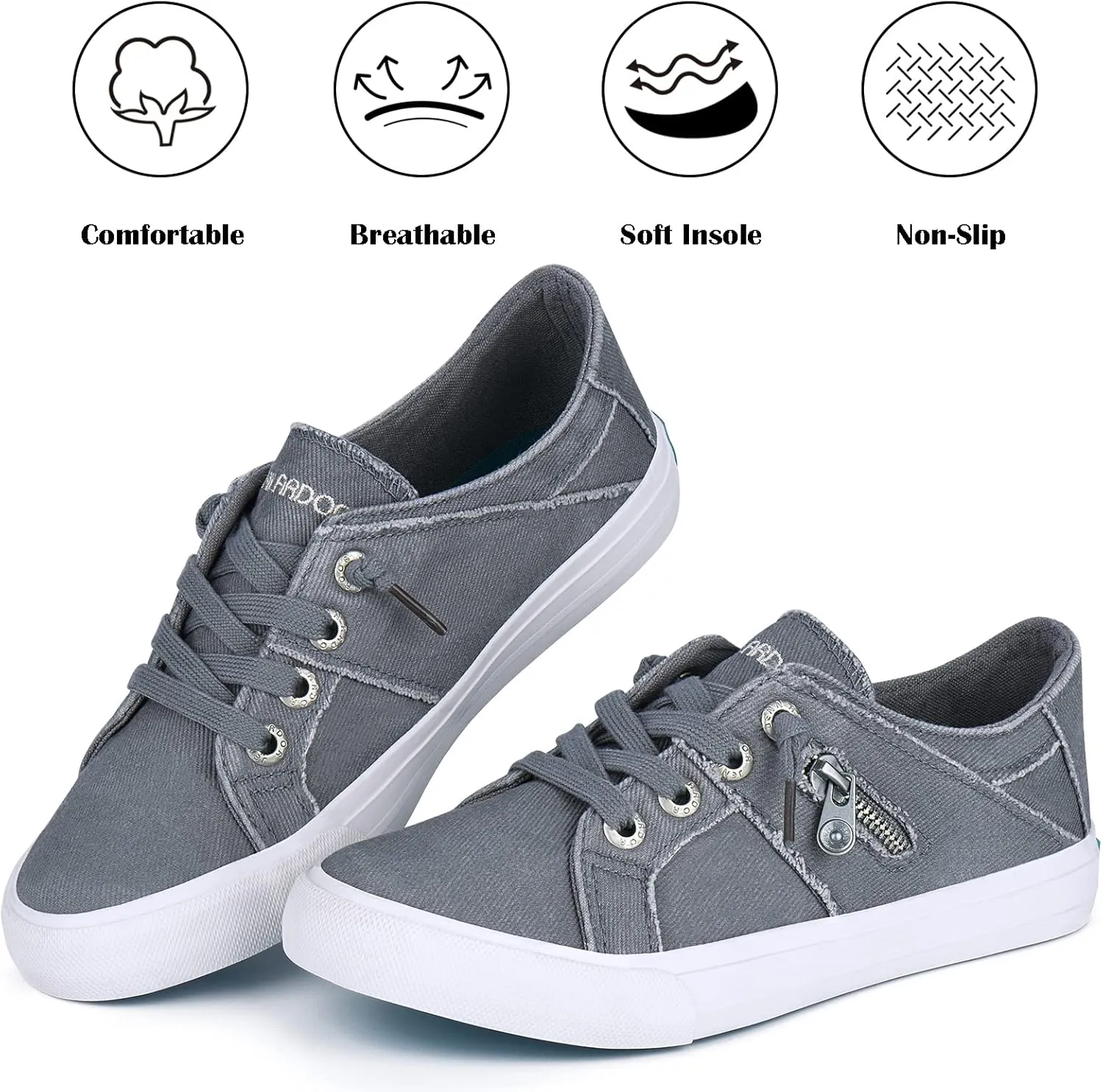 JENN ARDOR Women Sneakers Low Top Slip On Fashion Shoes Lace up Canvas Flats Walking Running Shoes