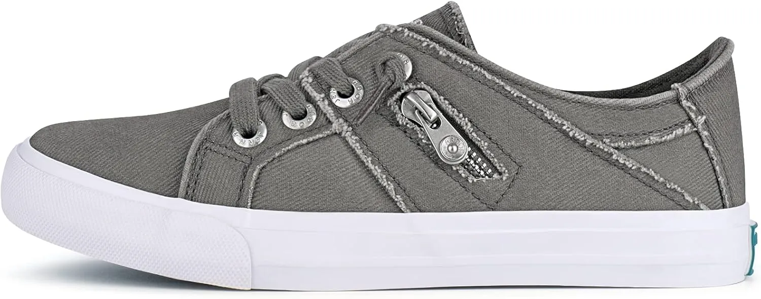 JENN ARDOR Women Sneakers Low Top Slip On Fashion Shoes Lace up Canvas Flats Walking Running Shoes