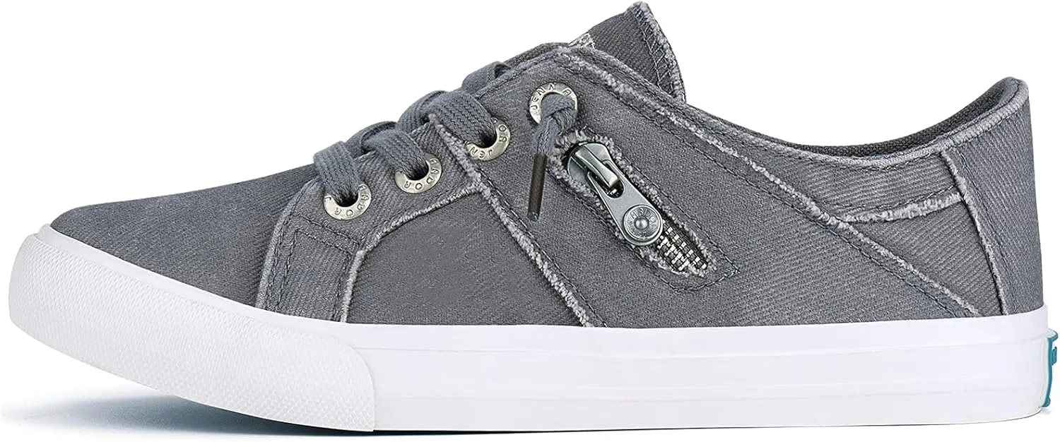 JENN ARDOR Women Sneakers Low Top Slip On Fashion Shoes Lace up Canvas Flats Walking Running Shoes