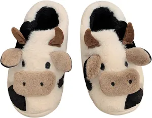 Jerzmy Cute Animal Cow Pig Men Women House Slippers, Comfy Memory Foam Cloudy Soft Slippers Plush Home Shoes for Bedroom Living Room Indoor