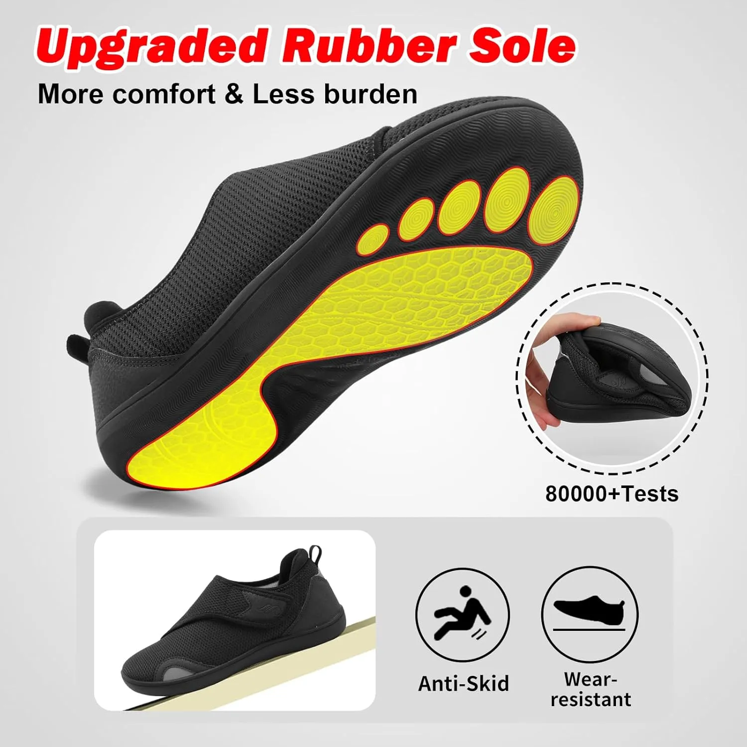 JIASUQI Men's Walking Shoes Wide Toe Sneakes with Arch Support House Shoes Slippers for Men
