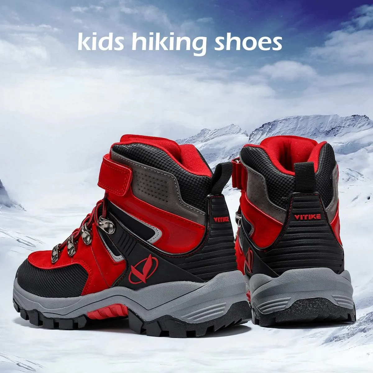 JMFCHI Kids Hiking Boots Boys Girls Outdoor Walking Climbing Sneaker Comfortable Non-slip Snow Shoes Hiker Boot Antiskid Steel Buckle Sole