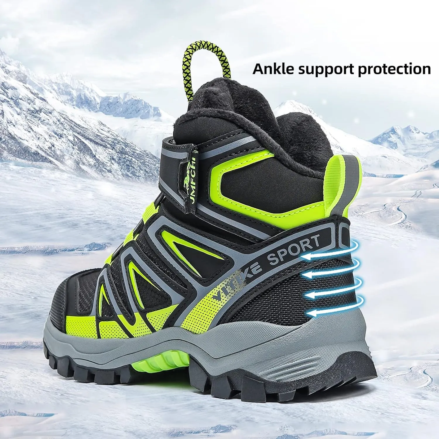 JMFCHI Kids Hiking Boots Boys Girls Outdoor Walking Climbing Sneaker Comfortable Non-slip Snow Shoes Hiker Boot Antiskid Steel Buckle Sole